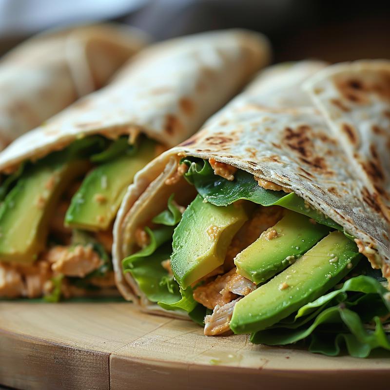 Close-up of a cold wrap with visible ingredients.