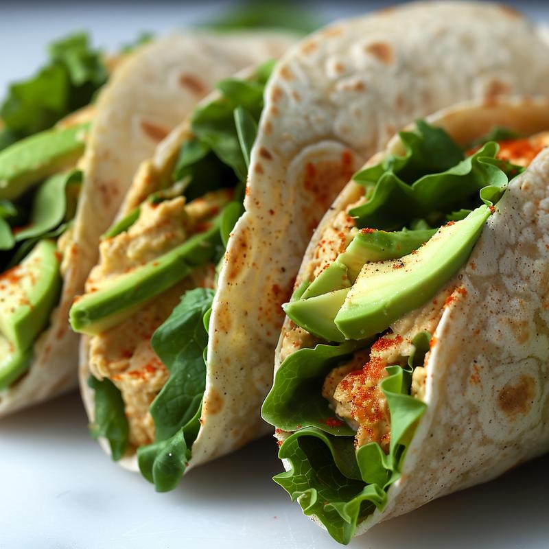 Close-up of colorful cold wraps with visible ingredients on white marble.