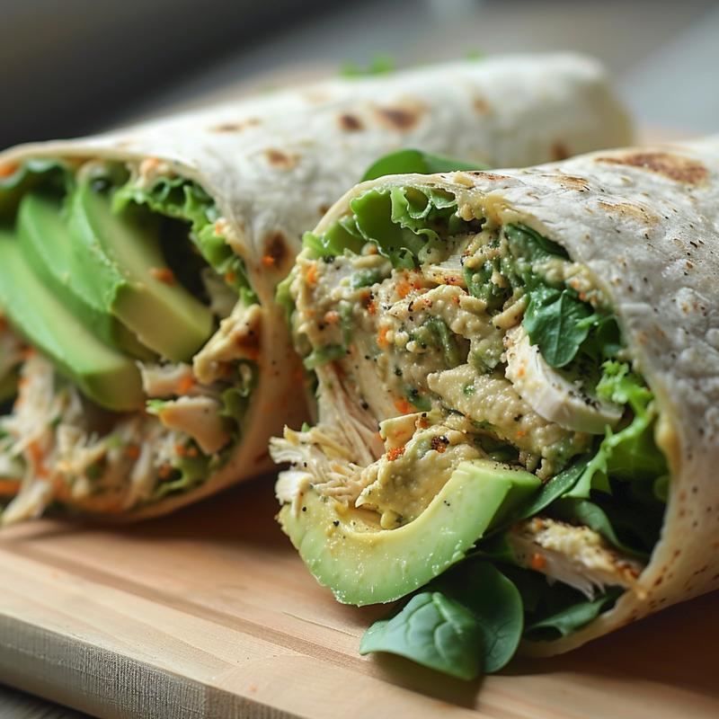 Close-up of a cold wrap with visible ingredients.